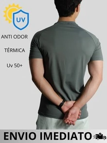 Thermal Polyamide T-Shirt Short Sleeve Anti-Odor UV50+ Protection Men's Raglan Fit Gym Training Running Second Skin - Xám - Xem 6