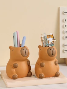 1pc Capybara Pen Holder Cute Cartoon Capybara Office Desktop Ornament Personalized Creative Fun Makeup Pen Storage Holder Multifunctional Stationery Storage Pencil Ballpoint Pen, Student Stationery Room Decor Home Decor Decor Ornaments Home Miniature Things