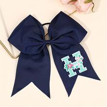 1pc Letter Print Big Bow Hair Scrunchie, 26 Letters A-Z Embroidered Polyester Girly Hair Accessory, Student Initial Letter Hair Tie - Multicolor - View 17