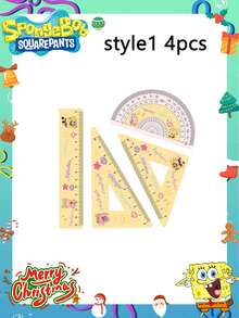 SpongeBob SquarePants Set de 4 reglas transparentes con diseños de Bob Esponja y Patricio Estrella, regla de dibujo y medición de acrílico con diseños de dibujos animados para estudiantes - Multicolor - Ver 3