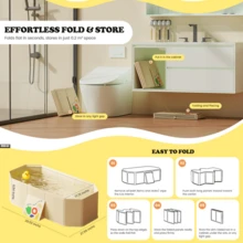 可折叠单人浴缸，带排水塞，可折叠淋浴浴缸，便携式浴室游泳池，猫狗洗澡盆，浴室日托旅行 - 彩色 - 查看 8