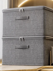 1件防尘灰色折叠收纳透气防尘储物盒大容量衣柜收纳盒带盖可容纳衣服袜子连衣裙毛毯内衣文胸可折叠衣柜收纳盒衣物分类整理器适用于居家卧室更衣室出差学校宿舍酒店打包必需品 - 彩色 - 查看 3
