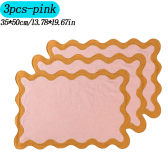 Wavy Edge Placemats 3/5/7 Piece Set For Home Table Decoration, Heat-Insulating And Stain-Resistant Placemats, Cotton