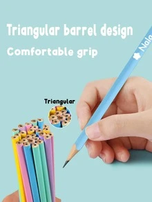 12支/套 可定制姓名印花粉蓝铅笔，个性化铅笔，适合小学生，学校书写考试礼物，教师礼物，返校礼物，派对礼品，生日礼物，企业礼品，优雅定制铅笔，送给他的礼物，送给朋友的礼物，可定制教师铅笔，现代，可爱，适合作为生日礼物 - 彩色 - 查看 4