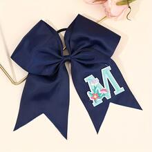 1pc Letter Print Big Bow Hair Scrunchie, 26 Letters A-Z Embroidered Polyester Girly Hair Accessory, Student Initial Letter Hair Tie - Multicolor - View 13