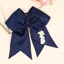 1pc Letter Print Big Bow Hair Scrunchie, 26 Letters A-Z Embroidered Polyester Girly Hair Accessory, Student Initial Letter Hair Tie - Multicolor - View 29
