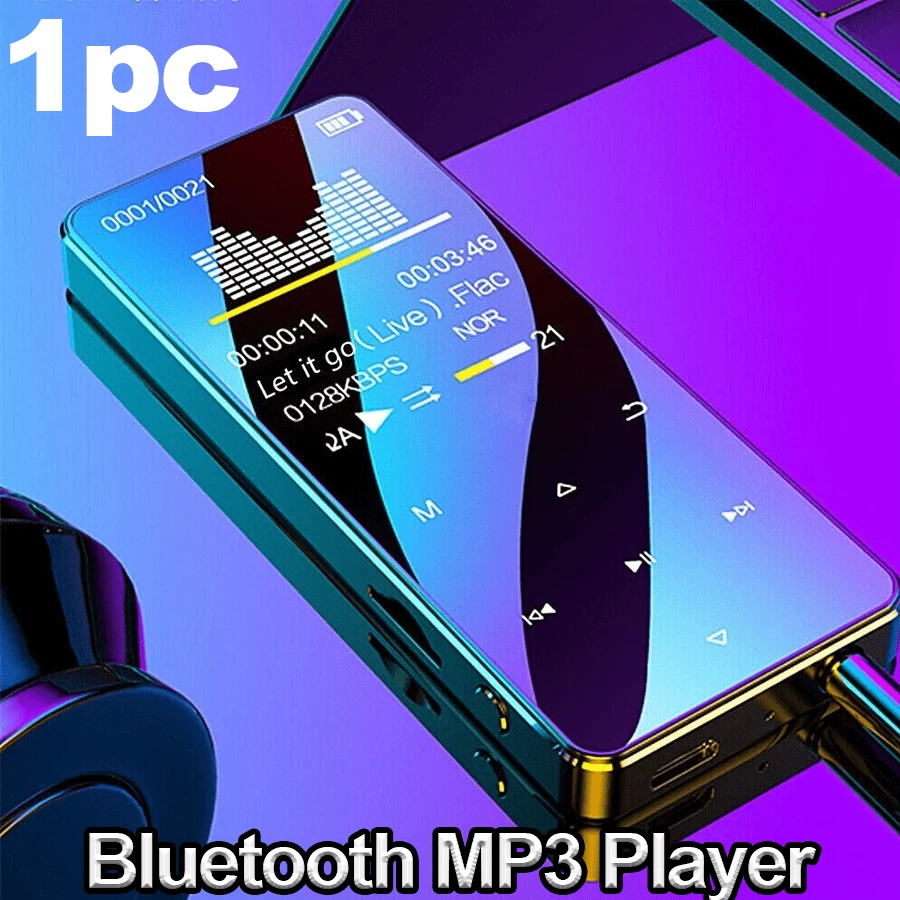 1pc Portable Bluetooth Mp4/Mp3 Player, Sleek Metal & Glass Material, Hi - Fi Music Player; Modern & Stylish Style, Glossy Multi - Colored Look, Compact Rectangular Shape, High - Fidelity Sound & Versatile Function (E - Book, Alarm, Recorder, Video Playback) Detail, Ideal For On - The - Go Music Enjoyment. Bluetooth Media Player Perfect For Daily Commute, Workout Sessions, Year - Round Portable Entertainment & Great As A Gift For Music Lovers, Students On Birthdays, Christmas. (Black) - 黑色 - 查看 1