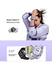 Xiaomi Redmi Watch 5 - 2.07 Inch AMOLED, 60 Hz, 24 Day Battery, 150+ Sports Modes, 5ATM Waterproof, GNSS, Heart Rate & SPO₂ Sensor, Bluetooth Calling, Aluminum Frame, Rotating Crown - Tím oải hương - Xem 2