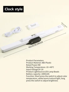 1 pezzo Lampada da scrivania creativa LED cool con display dell'ora, lampada da tavolo ricaricabile per la cura degli occhi per lettura e scrittura degli studenti, lampada da parete per camera da letto, luce per specchio armadio, lampada da comodino portatile per dormitorio