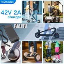 42V 2A Elektroroller Ladegerät, kompatibel mit 36V Lithium-Ionen Batterien, geeignet für Jetson, Razor, Swagtron, Bird, Gotrax, Segway, mit 3 Ladeanschlüssen: 2,5mm/2,1mm DC, 5,5mm DC und 12mm 3-poliger Flugzeugstecker, Universalspannung 100-240V