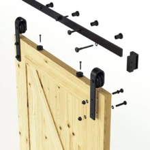 5ft Wooden Door Sliding Door Track System Modern Internal Barn Door Hardware Set Kit - Black - View 6