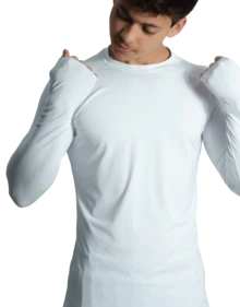 Men's Second Skin Thermal Polyamide Long Sleeve Anti-Odor UV50+ Protection Raglan Gym Training Running T-Shirt - 白色 - 查看 4
