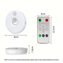 1/3/6pcs LED Rechargeable Small Spotlight, Human Body Sensing Night Light, Ambient Light And Shadow Light, Three Color Dimming/Magnetic Installation/Remote Control And Human Body Sensing/Sensing Mode Or Full Light Mode Can Be Freely Switched, Suitable For Display Cabinets/Wardrobes/Cabinets, Etc. (250mAh)