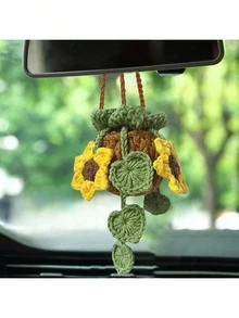 Phụ kiện treo gương chiếu hậu hình ếch/anh đào/vịt/nấm móc thủ công, trang trí gương chiếu hậu ô tô cho phụ nữ - Nhiều màu - Xem 23