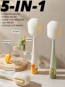 5-In-1 Multifunctional Cup Brush, Straw Brush, U-Shaped Cup Wall Brush, Bottle Specific Brush, Cup Lid Brush, Kitchen Cleaning Tool
