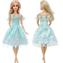 7件套娃娃公主裙时尚混搭款式（礼品袋包装）适合11.5英寸娃娃装扮，万圣节礼物、圣诞节礼物、生日礼物（不含娃娃）