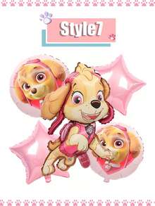 5pcs/Set Paw Patrol Theme Party Foil Balloon Set (Chase/Rubble Characters), Suitable For Birthday Decoration, Christmas Decor, Home Gifts, Christmas Ornaments - Multicolor - View 20