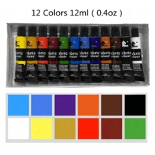 12/24 Colors Fabric Paint Set For Clothes With 6 Brushes, 1 Palette,Permanent Textile Puffy Paint Kit For Shoes, Canvas,14/26 Colors, 30ml/1.01oz Each Tube,12 Colors Fabric Paint Set,12ml(0.4oz)Each Tube
