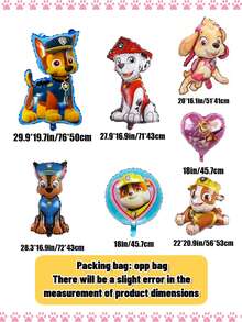 5pcs/Set Paw Patrol Theme Party Foil Balloon Set (Chase/Rubble Characters), Suitable For Birthday Decoration, Christmas Decor, Home Gifts, Christmas Ornaments - Multicolor - View 11