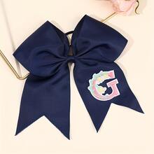 1pc Letter Print Big Bow Hair Scrunchie, 26 Letters A-Z Embroidered Polyester Girly Hair Accessory, Student Initial Letter Hair Tie - Multicolor - View 24