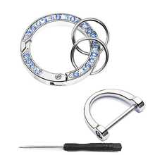 1pc Rhinestone Decorated Car Key Chain, Double-Sided Rhinestone Pendant & Bag Charm, Durable Keychain With Clasp - Multicolor - View 14