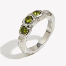 VKHK 1 chiếc nhẫn đơn bằng thép không gỉ mạ vàng 18K đính đá Zirconia trang trí, thích hợp làm trang phục hàng ngày và trang phục cưới cho phụ nữ, làm quà tặng - chiếc nhẫn kim cương - Xem 12