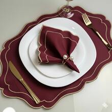 Placemat Kit, Embroidered Placemat, Round/Rectangular Table Placemat And Napkins - Burgundy Royalty - View 9