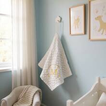 Personalized Baby Blanket With Initial Letter Pacifier Clip Cloth - White - View 2