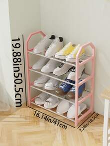 [节省空间的鞋架] 4 层/5 层节省空间的鞋子收纳架：易于组装，可拆卸设计，承重高达 6 公斤，非常适合宿舍和小空间，黑色塑料鞋子和配件收纳架 - 彩色 - 查看 4