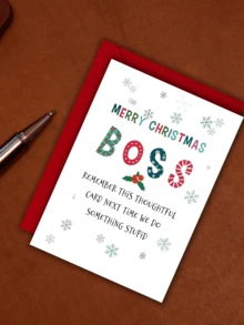 1 张带信封的圣诞贺卡，有趣的老板圣诞卡，适合作为送给家人、老板的圣诞礼物 - 彩色 - 查看 8