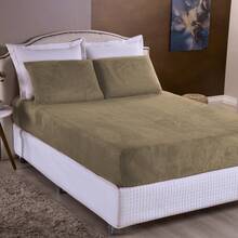 Plush Soft Blanket Sheet Set 3 Pieces King Size\Queen Size\Standard Double\Single - With Elastic - 卡其色 - 查看 1