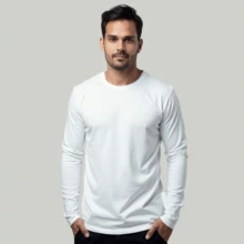 Kit 03 Men's Long Sleeve T-Shirt, Plain Cotton, Basic, Round Neck - White Gray Blue - View 2