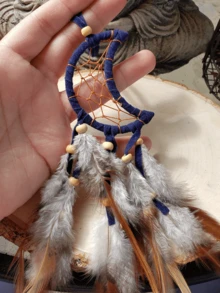 1pc Moon & Crescent Dreamcatcher Pendant Decor With Feathers, Romantic Gift For Girls, Suitable For Car, Room, Home, Wedding Party Decoration (Feathers Are Artificial) - Moon - View 14
