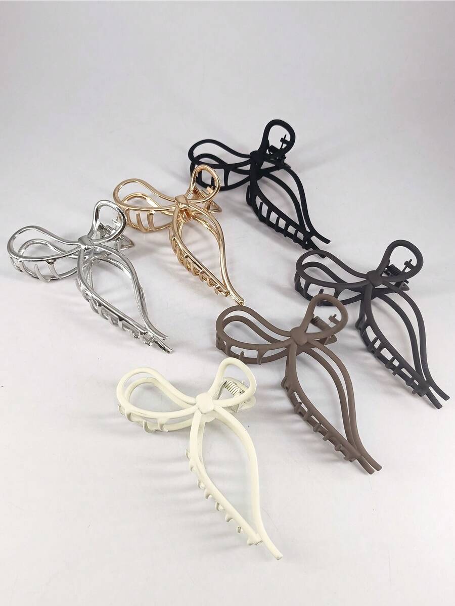 1 pieza Accesorio para el cabello de metal con decoración de lazo hueco, adecuado para uso diario, accesorios para el cabello de otoño, pasadores de cabello de moda, elegantes pasadores para el cabello de invierno para atuendos de vacaciones para mujer