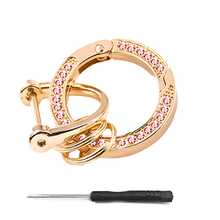 1pc Rhinestone Decorated Car Key Chain, Double-Sided Rhinestone Pendant & Bag Charm, Durable Keychain With Clasp - Multicolor - View 11