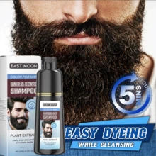 Men's Mustache & Beard Dye For Gray Hair Coverage - Natural Permanent Beard Hair Dye,Plant Extracts Gentle & Non-Irritating, Easy To Color, Beard Dye For Men - 藍色-黑色 - 查看 3