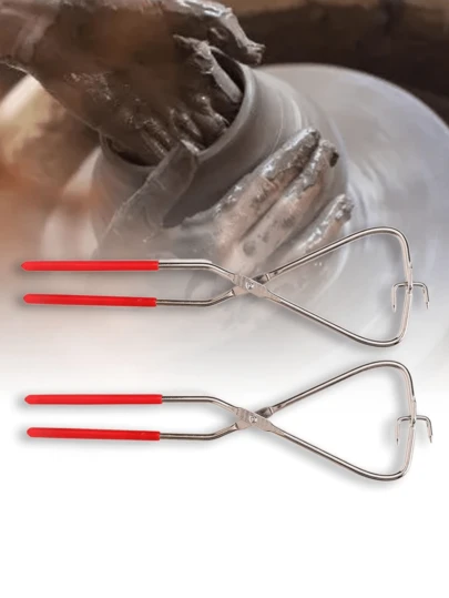 1pc Uncharged Stainless Steel Caliper, Ceramic Dipping Pliers, Clay Sculpting Hand Clamp, Kiln Operation Tools, Suitable For Clay Modeling And Ceramic Crafts