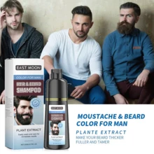 Men's Mustache & Beard Dye For Gray Hair Coverage - Natural Permanent Beard Hair Dye,Plant Extracts Gentle & Non-Irritating, Easy To Color, Beard Dye For Men - 藍色-黑色 - 查看 6