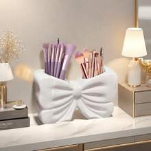 Giá đựng bàn chải đánh răng hình nơ, kệ đựng bàn chải đánh răng và mỹ phẩm dễ thương, đồ trang trí nơ cá nhân hóa, phụ kiện để bàn phòng tắm, đồ dùng phòng tắm gia đình (Hồng/Trắng), cũng có thể dùng làm bình hoa để bàn. - Nhiều màu - Xem 11