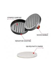 1 PIEZA Prensa de hamburguesa antiadherente de primera calidad y papel de separación de hamburguesas - Creador de hamburguesas sin esfuerzo para hamburguesas de carne, queso y vegetarianas perfectas - Ideal para parrilla, plancha, barbacoa y cocina a la parrilla