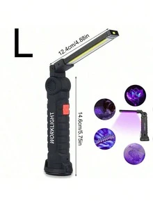 1PC Rechargeable Work Lights LED Flashlight Hanging Hook Magnetic With Builtin Battery USB Portable Flash Light Camping Repair Torch - Black - View 10