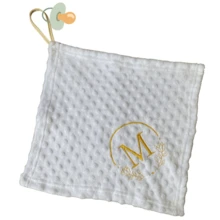 Personalized Baby Blanket With Initial Letter Pacifier Clip Cloth - White - View 1