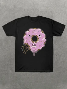Women's Casual T-Shirt With Funny Donut Graphic Comfortable And Soft Short-Sleeved T-Shirt, 100% Cotton, 220 G, Ideal For Spring And Summer, Unisex.