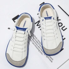Women's Fashion Wide-Toe Barefoot Sneakers - Comfortable, Unrestrictive Minimalist Design, White With Red Accents, Rubber Sole, Fabric Lining, Hand-Washable - Suitable For All Seasons, Natural Foot Health | Fashion Contrast Accents | Flexible Women's Footwear - Màu xanh lam - Xem 2
