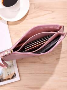 Ví đựng hộ chiếu dài có khóa kéo tối giản, ví cầm tay mỏng đa chức năng dành cho nữ (màu khóa kéo ngẫu nhiên) - Nhiều màu - Xem 4