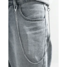 1pc Fashion Minimalist Punk Style Stainless Steel Double-Layer Pants Chain, Suitable For Teen, Casual Outdoor, Athletic, Vacation, Travel, Graduation Gifts, Birthday, Daily Wear