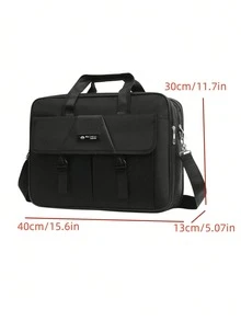 1件装多隔层男士大容量手提包公文包/单肩包/斜挎包，黑色经典笔记本电脑包，通勤办公用品随身包，男士配饰，父亲节礼物，返校季、宿舍、大学用品