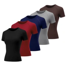 Kit Of 5 Women's Dry Fit T-Shirts For Gym And Fitness Training - Màu Tím - Xem 1