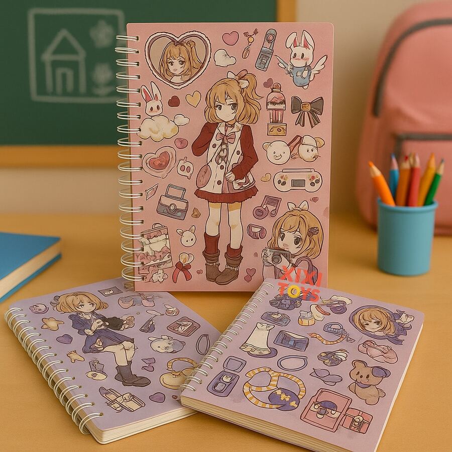 2 Pcs Libreta Pasta Dura Cuadernillo Italiano Doble Espiral - Multicolor - Ver 1