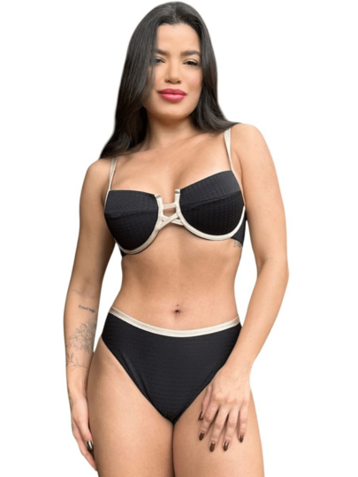 Biquini Hot Pants Meia Taça Vintage Feminino Elegante Moda Praia 2025